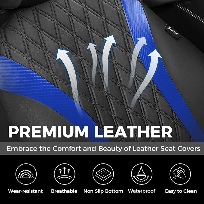 FLORICH Seat Covers, Car Seat Covers Full Set, Waterproof Leather Car Seat Protector, Front and Rear Seat Covers for Cars, Automotive Seat Covers Universal Fit for Most Cars SUV Truck