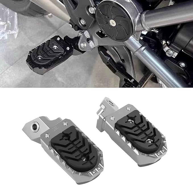 Motorcycle Foot Pegs Footpegs Rest Pedal Replacement for BMW F750GS F850GS R1200GS R1250GS R1300GS Aluminum Footrest Pedals with Built-in Spring (sliver)