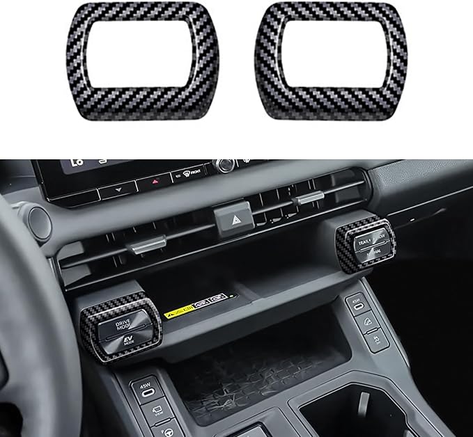 Console AC Switch Panel Trim Compatible with Toyota RAV4 XLE Premium/LE/SE/XSE/Limited/Woodland 2026+, Wireless Charging Area Button Frames, Drive Mode Switch Knob Frame for RAV4 2026 (Carbon Fiber)