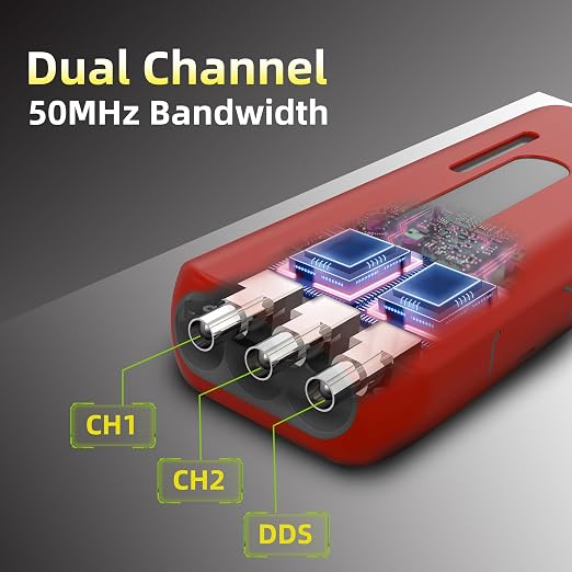 BSIDE Dual Channel Oscilloscope Multimeter, 50MHz Bandwidth 3.98" Full-Viewing TFT LCD DDS Generator, Measure Flexible AC Current Clamp Temp Capacitance Diode Voltage with 5000mAh Rechargeable Battery