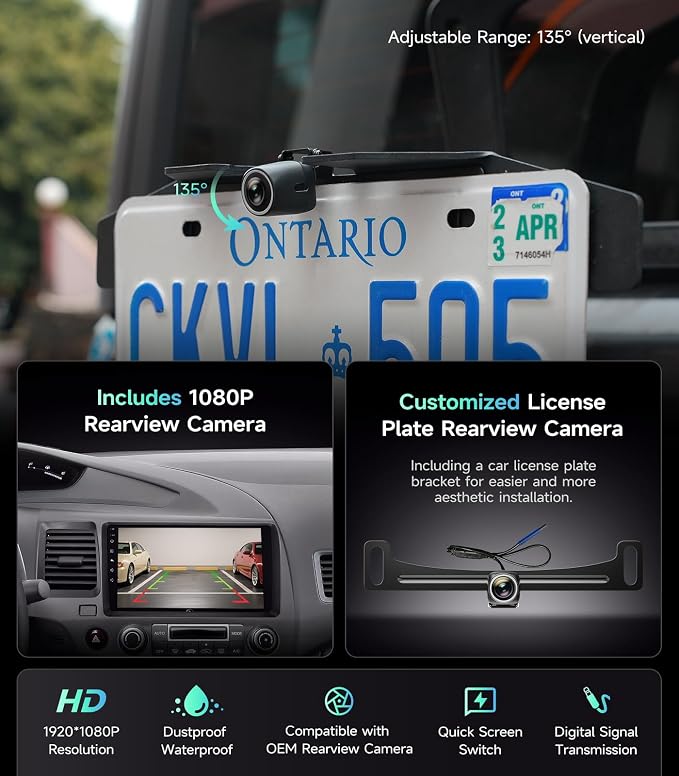9" Car Stereo Radio for Honda Civic 2006 2007 2008 2009 2010 2011 - Wireless CarPlay Android Auto | 5G WiFi GPS Navigation | IPS HD Touchscreen | Bluetooth/FM/SWC | 1080P Backup Camera