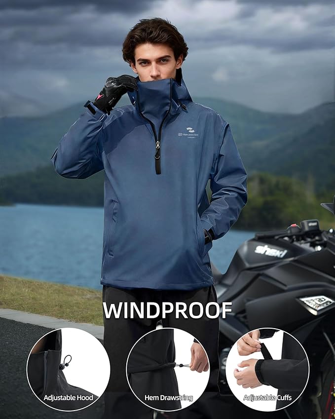 Rain Suits for Men Waterproof Lightweight Packable Outdoor Breathable Raincoat with Hood for Fishing Cycling