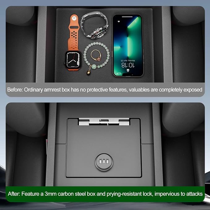 xipoqix Center Console Safe Vault Compatible with 2025 2026 Toyota 4Runner Armrest Safe Lock Box Not for Hybrid Replacement for 2025 2026 Toyota 4Runner Accessories