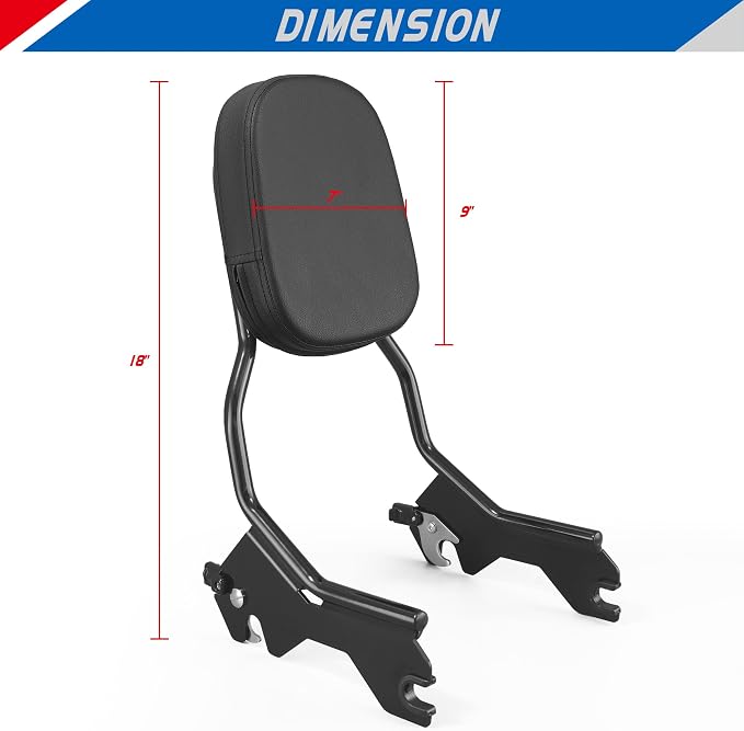 YTSMotor Detachable Upright Passenger Backrest Sissy Bar with Docking Hardware Kit Compatible With 2018-2026 Harley Softail FLSL FXST Heritage Classic FLHC FLHCS Deluxe FLDE Street Bob FXBB