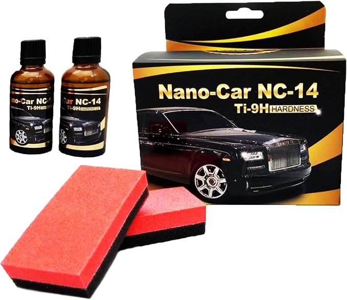 Nano Car NC-14 Car Paint Protection and Sealant Water Oil Mud Repellent Transparent Coating for Restoring and Preserving Cars Exterior – Powered by Titanium Ti-9H Hardness Gold Label [2 Coats] 100mg