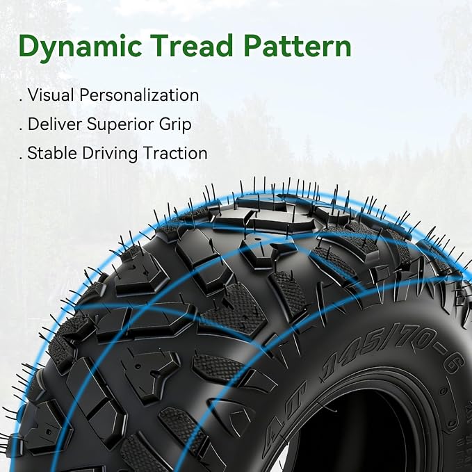 145/70-6 145-70-6 Tire Tubeless Compatible with Mini Bike Coleman CT100U CC100X B100 GMB100 RT100 KT196 Go Kart Baja Doodle Bug DB30 Motovox Mega Moto 80cc 105cc Kazuma ATV Quad 4 Wheeler Parts