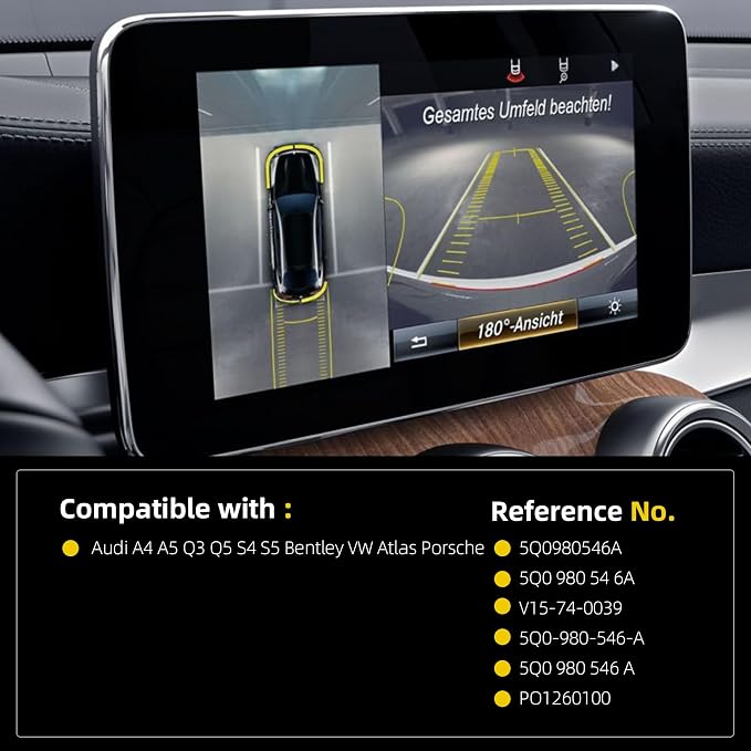 Dasbecan Front Camera Compatible with Audi A4 A5 Q3 Q5 S4 S5 Bentley VW Atlas Porsche Skoda Seat Replace# 5Q0980546A 5Q0 980 54 6A V15-74-0039 5Q0-980-546-A 5Q0 980 546 A PO1260100