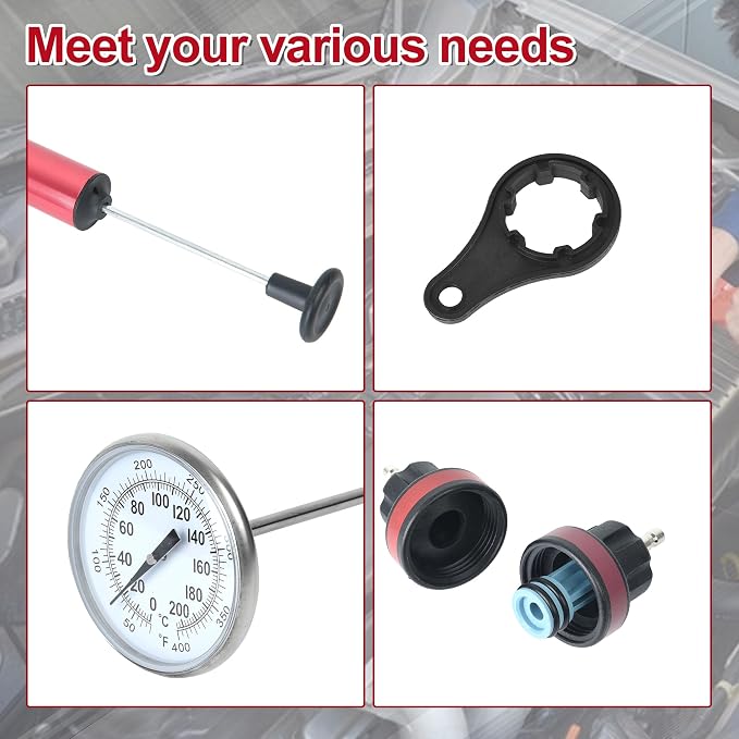 14pcs Automotive Cooling System Tester Radiator Pump Pressure Leak Tester Gauge Tool Kit,Coolant Pressure Tester Kit with Aluminum Hand Pump and Adapters