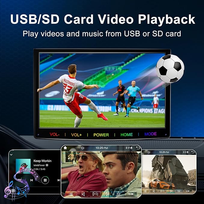 7-Inch Wireless Apple CarPlay & Android Auto Portable Car Screen, Auto Brightness Adjustment, Supports HD Video, with HD Backup Camera