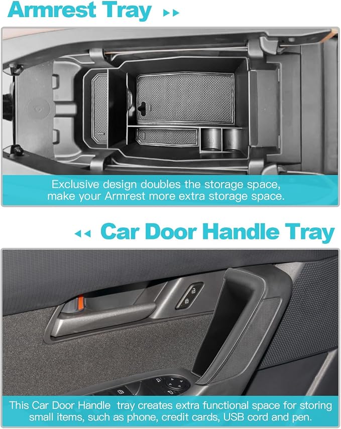 CDEFG 5Pcs for 2023-2026 Mazda CX50 Center Console & Door Handle Organizer | for 2023-2026 Mazda CX-50 Accessories Console Armrest Tray Side Door Trash Container Storage Door Handle Pocket Insert