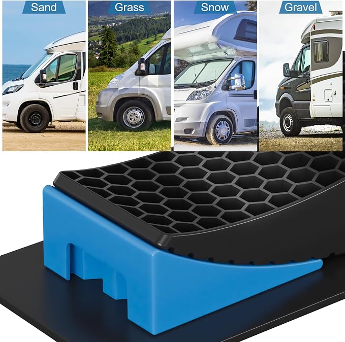 2Packs RV Leveling Blocks System Kit Camper Leveling Blocks for RVS Trailer with Carrying Bag, Anti-Slip Mats, T Bubble Level Up to 35000 LBS Blue