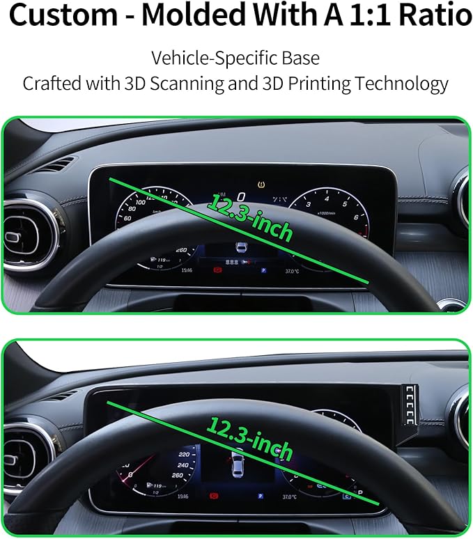 Wireless Charging Car Phone Holder for Mercedes Benz GLC-Class 2023-2026 / C-Class 2022-2026, 12.3" Screen Fixed Clip, 360° Rotation Car Phone Mount Compatible with MagSafe