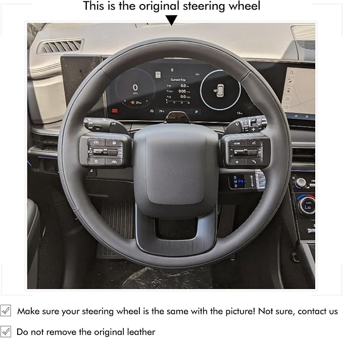 MEWANT Hand Stitch Steering Wheel Cover for Toyota Land Cruiser 2024-2026, Custom Fit DIY Wrap Interior Accessories