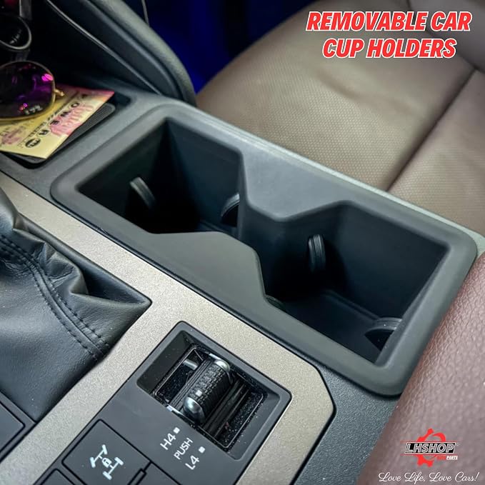 Center Console Cupholder Insert for 2026 2025 2024 Toyota Land Cruiser 1958 LC250 Prado Cup Holder Liners - Protector Cup Drink Coaster Black Car Interior Accessories - TPE