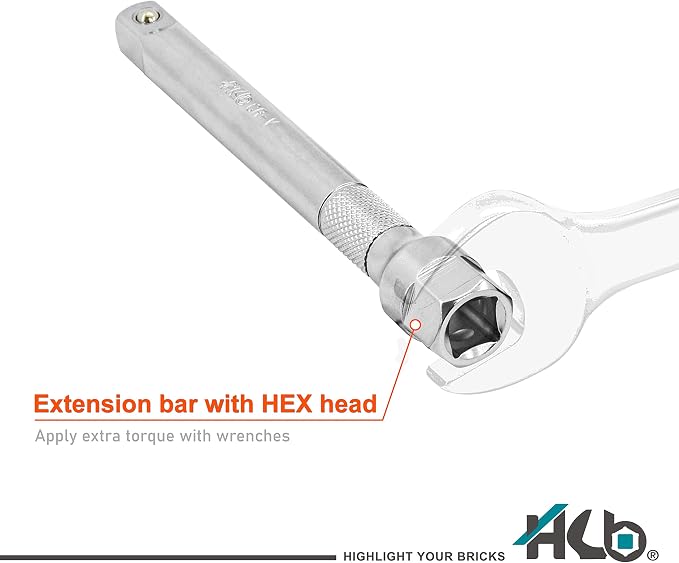HB 121-Piece Mechanic Tool Set AKX001-U | 120-Tooth Ratchet 3/8 & 1/4-Inch Drive SAE Metric Deep Sockets TORX Bits Wrenches Nut Driver Hex Key Chrome Vanadium Steel Portable Carry Case Made in Taiwan