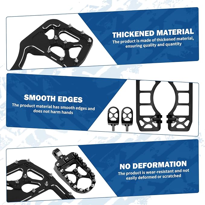 Motorcycle Floorboards Set Driver Front Footboards and Rear Passenger Foot Pegs Kit Offroad MX Style Compatible with Harley Touring Models (Black Large and Basic Set)