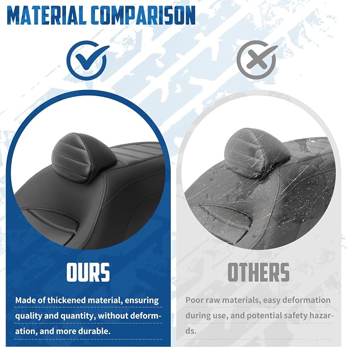 One-Piece Driver Passenger Seat Motorcycle 2-Up Seat with Driver Backrest Cushion Pad Compatible with Harley Softail Sport Glide FLSB Low Rider FXLR FXLRS FXLRST 2018-Later (Black Stripe Stitching)