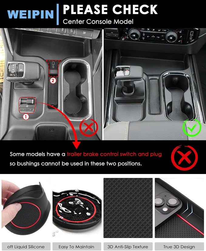 For 7PCS Silverado Sierra Center Console Organizer & Console Liners - Refreshed Models 2022-2026 Chevy Silverado/GMC Sierra 1500-2024-2026 Silverado/Sierra 2500HD 3500HD