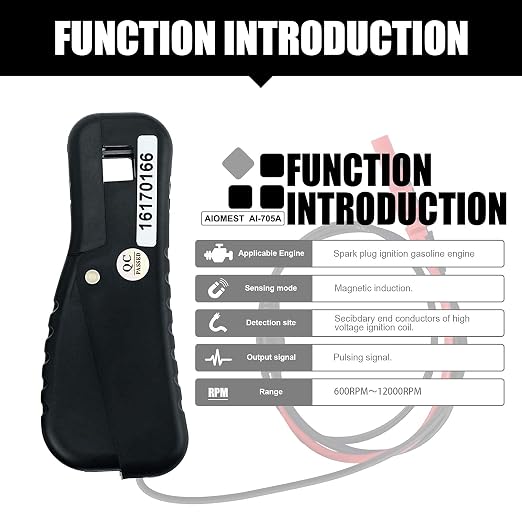 AIOMEST Digital Gasoline Inductive Tachometer, AN-705A RPM Signal Pick Up Lead Clamp Kit, Automotive Multimeter Accessory for Gas Engine Diagnosis