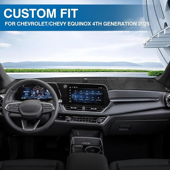 KUST Black Dash Cover for Chevrolet/Chevy Equinox 2025 2026 (Not fits for Equinox EV) Polyester Dashboard Cover Non-Slip Interior Accessories for Equinox Custom Fit Dash Mat No Glare