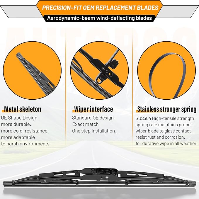 AUTOBOO 22"+22" Windshield Wipers Replacement for Chevrolet Chevy Suburban Tahoe 2001-2006 2015-2020 Trailblazer 2002-2009-Original Factory Quality Wiper Blades (Pack of 2)