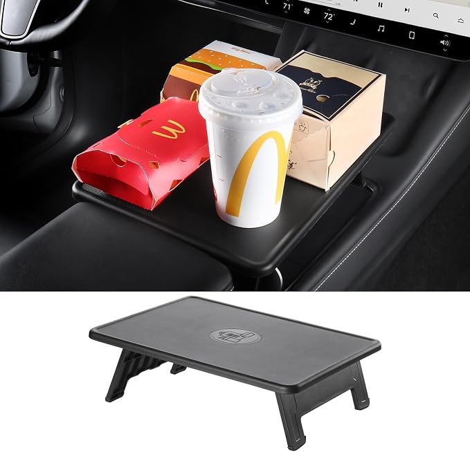 BASENOR Tesla Model 3 Model Y Center Console Table Tray and Tesla Model Y Model 3 Model S Model X LR/Plaid Tablet Holder