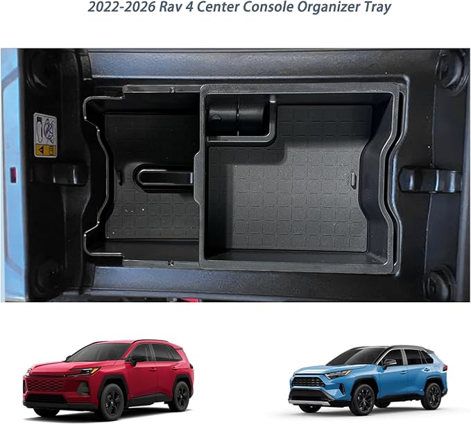 2026 RAV 4 Center Console Organizer & Car Armrest Storage Box for 2026 RAV 4（LE/SE/XLE/XSE/Limited） 2026 RAV 4 accessories -【Double Layer】 Non-Slip Easy Install and Clean