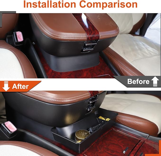 Front Center Console Armrest Hanging Box Compatible with Cadillac Escalade 2007-2014, ABS Center Console Organizer Tray Armrest Storage Accessories