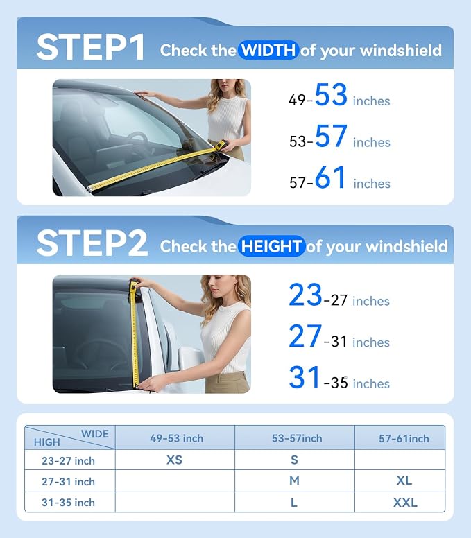 Nmoiss True Dual Layer Air Cooled Windshield Sun Shade Umbrella - [Drive to Superior Coolness & Comfort] Block 99% UV Sun Rays & Heat Damage Keep Cool and Protect Interior L