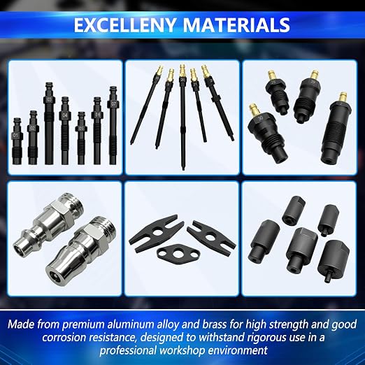47PCS Compression and Leakage Test Kit Petrol & Diesel Compression Tester Kit Automotive Cylinder Leak Down Tester with Dual Gauge Engine Compression Tester Kit for HDI, TDCi, Pumpe Duse Engine