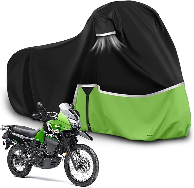 Waterproof Motorcycle Cover Replace for Kawasaki KLR 650 Versys X300 650 Without Trunk Models, 420D Oxford Cloth Motorcycle Cover for Snow Rain Dust Protection