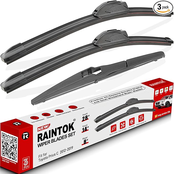 Windshield Wiper Blades Replacement for Toyota Prius C 2012 2013 2014 2015 2016 2017 2018 2019 Original Factory Quality Front Rear Wipers Blade Set for Car - 28" 14" 8" (Piece of 3)
