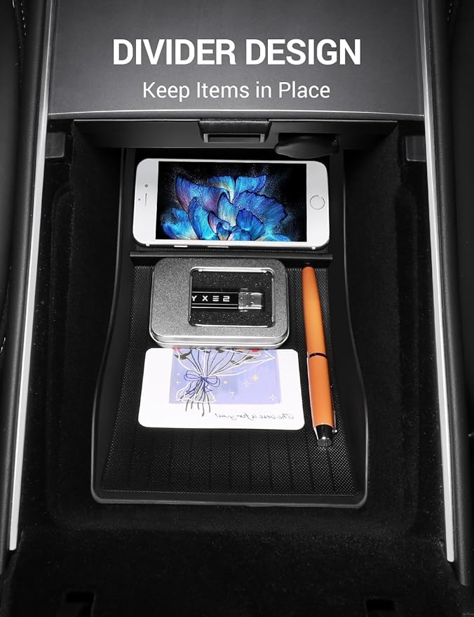 BASENOR Tesla Model Y Model 3 Behind Screen Storage and Model Y Model 3 Lower Center Console Organizer
