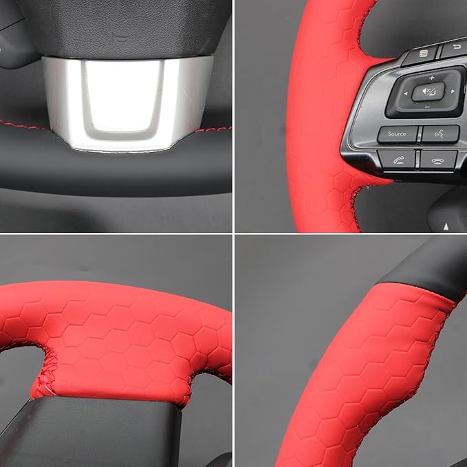 MEWANT Hand Stitch Steering Wheel Cover Wrap for Subaru WRX 2015-2021 / WRX STI 2015-2021 Steering Wheel Accessories for Subaru WRX