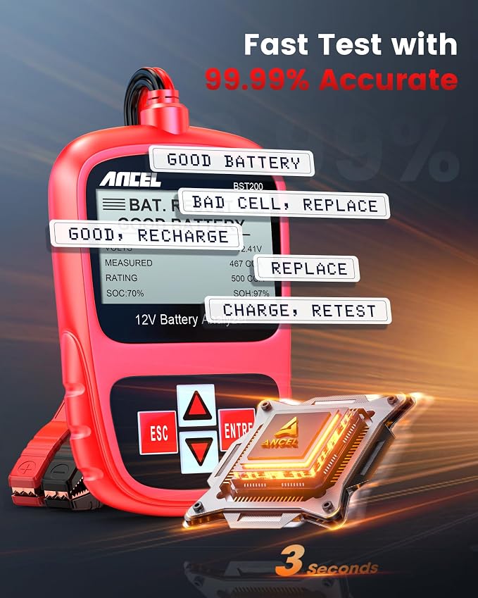 ANCEL BST200 Car Battery Tester and Ancel AD310 Classic Enhanced Universal OBD II Scanner Car Engine Fault Code Reader