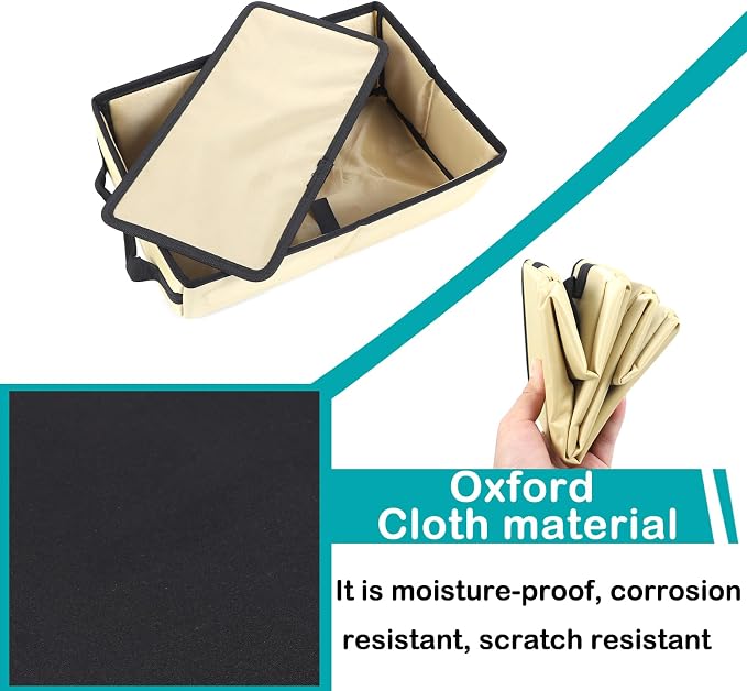 Car Front Under Seat Storage Organizer Compatible with Ineos Grenadier 2020-2025 Oxford Cloth Under Seat Storage Box Interior Accessories， Applicable to both left and right. (Beige)