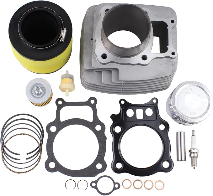 Cylinder Piston Gasket Top End Rebuild Kit with Fuel Filter and Spark Plug for Honda Rancher 350 TRX350FM TRX350TE TRX350TM 2000-2006
