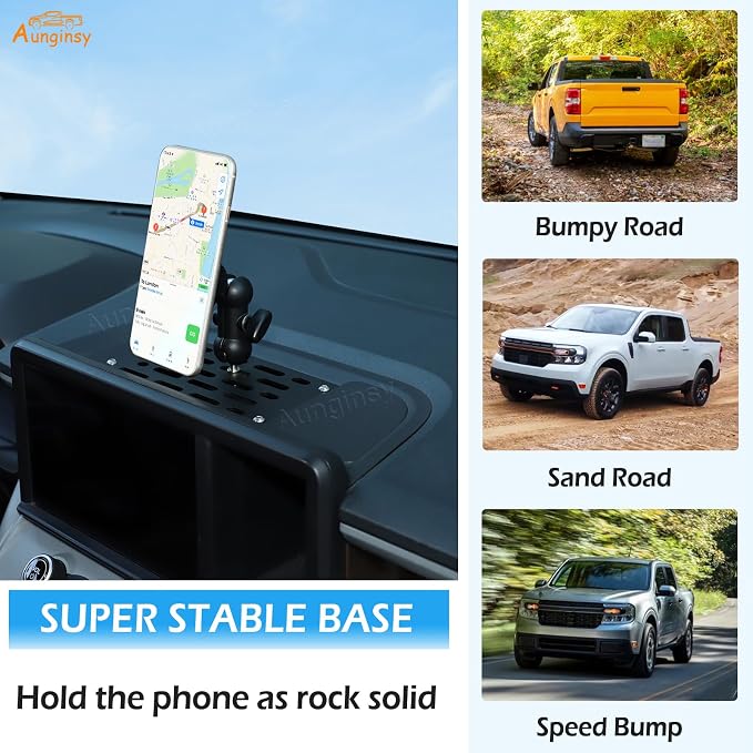 Aunginsy Center Console Dash Mount Magnetic Phone Holder Compatible with Ford Maverick 2022-2024, Dashboard Instrument Table Organizer Storage Tray Groove Panel Cell Mobile Phone Bracket Accessories