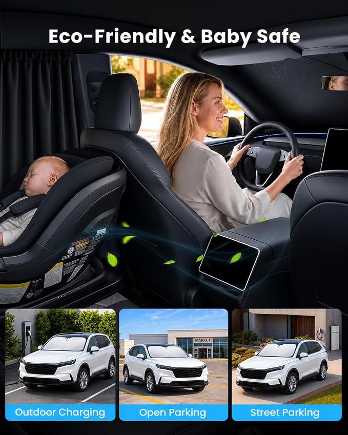 REEVAA 2026 3rd Pro Windshield Sunshade for 2023-2026 Honda CR-V | Dual-Layer Heat & Sun Defense, OEM Design | Foldable Sun Shade Car Accessories with Storage Bag