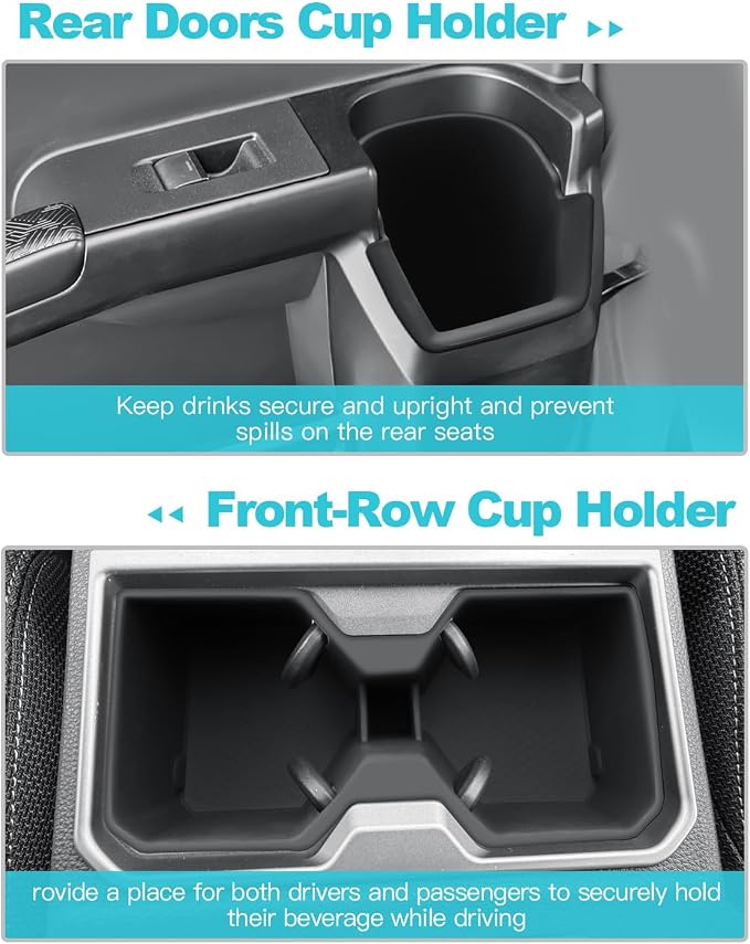 CDEFG 7Pcs for 2025 2026 Toyota 4Runner Center Console Organizer for 2026 Toyota 4Runner Accessories Middle Console & Front Row Passenger Side Storage Box & Cup Holders & Rear Door Storage Pockets