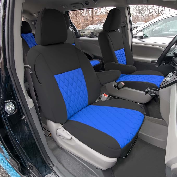 FH Group Custom Fit Car Seat Covers Specifically Made for 2011-2020 Toyota Sienna 7-8 Seater with Ultraflex Neoprene Water Resistant Automotive Seat Covers - Front Set Blue