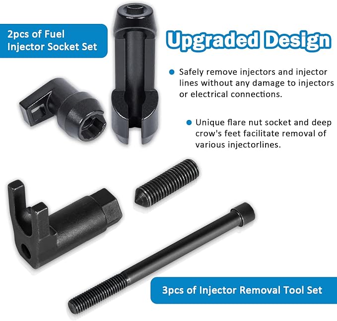 Fuel Injector Socket Set and Injector Removal Tool (3418) Fit for Ford Powerstroke Diesel 6.7L 2011-2018 F-250 F-350 F-450 F-550