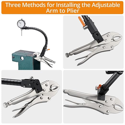 Neoteck Disc Brake Rotor Gauge Set 0-1"/0.001" Ball Joint Runout Gauge Set with 13.77" Flexible Arm and 7" Tight Grip Locking Plier,Widely Used in Automotive Maintenance and Industrial Processes