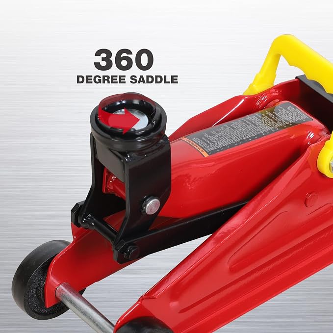 Big RED 2 Ton (4,000 lb.) Hydraulic Trolley Service Lift Jack/Portable Floor Jack with Special Slow Release and Blow Mold Carrying Storage Case