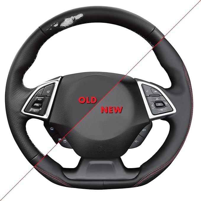 MEWANT Hand Stitch Steering Wheel Cover for Chevy Camaro 2016-2025 Custom Black Microfiber Leather Interior DIY Wrap Restoration Kit Anti-Slip Breathable Protector