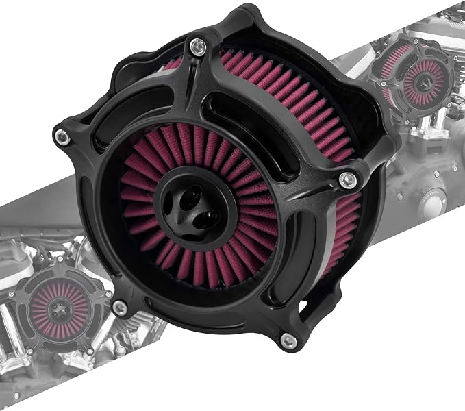 Air Cleaner Filter Aluminum Fit for Harley Touring Road King Street Glide Softail Sportster Dyna (Black Housing Red Element, A For Sportster XL 04-22)