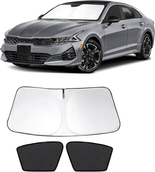 3PCS Car Window Shades Front Windshield Sun Shade Foldable Window Shade Custom Fit for 2021-2024 KIA K5 Accessories Car Shades for Front Windows Anti-UV Rays Block Heat
