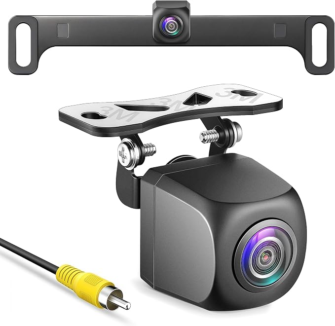PixelMan Back Up Camera, AHD 1080P Excellent Night Vision Wide Angle, Upgraded Stainless Steel License Plate Backup Camera, IP69 Waterproof Metal Housing, Universal Rear View Reverse Camera for Car