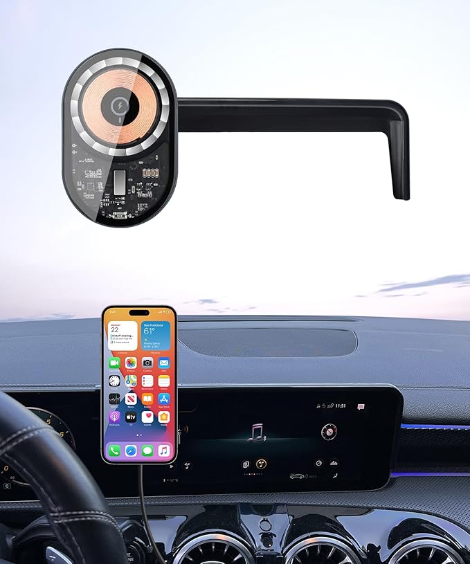 Wireless Charging Car Phone Holder for Mercedes Benz CLA-Class 2020-2025/GLB-Class 2020-2025/GLA-Class 2021-2025/A-Class 2019-2022/EQB 2022-2025, 10.25" Screen Fixed Clip