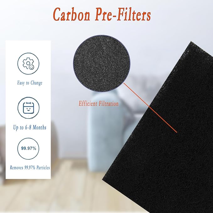 Replacement Filter for Sears/Kenmore 83190: Fits Air Purifier Models 85250 83250, 2 H13 Filters + 4 Activated Carbon Pre-Filters